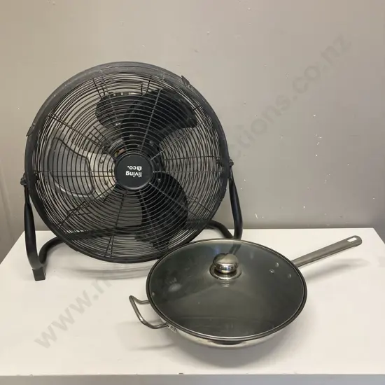 Living & Co Floor Fan & Lidded Sauce Pan